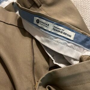 HAGGAR men's dress or casual Pants Straight Fit Khaki 34x30